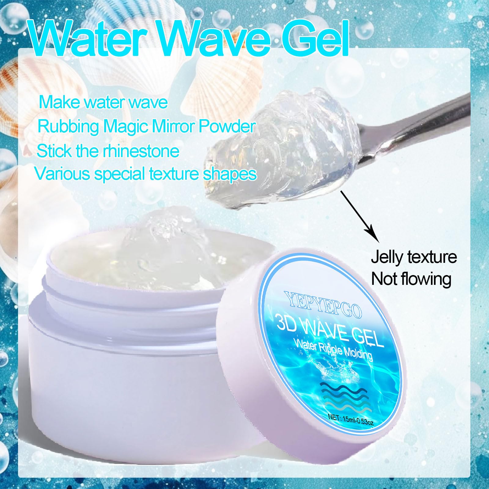 YEPYEPGO 3D Sculpting Gel for Nail Art, 2Pcs Non-Sticky Hand Solid Sculpture Builder Gel and Hard 3D Molding Gels with Pro Brush U V Soak Off Salon Quality DIY at Home, Clear, 30g