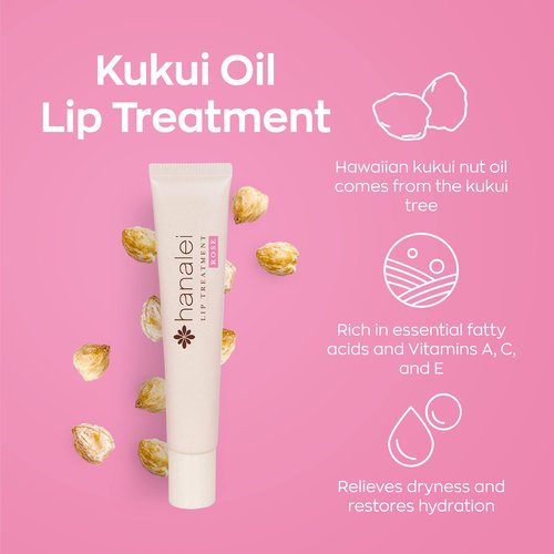 Hanalei Sugar Lip Scrub and Lip Treatment (Rose) Bundle, Made with Raw Cane Sugar and Real Hawaiian Kukui Nut Oil (Cruelty free, Paraben free)