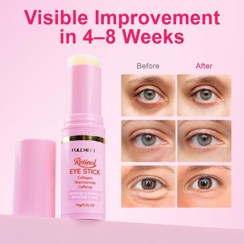 Skiennix Retinol & Caffeine Eye Balm Stick - Smoothing Under Eye Treatment for Dark Circles & Puffiness | 0.35oz/10g