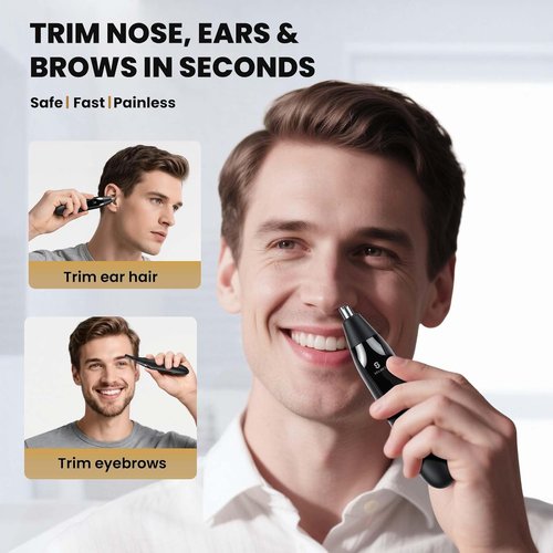 Skiennix Ear and Nose Hair Trimmer - Professional Painless USB Rechargeable, Dual Edge Blades, Waterproof
