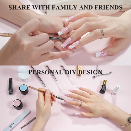 French Gel Nail Tips - Jofay Fashion French Tip Press on Nails, 10-Piece Set 320Pcs Brown Long Square Nail Tips, No Need to File Acrylic Fake Nails for Nail Art DIY & Nail Extension, 16 Sizes