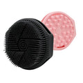 PeaKalo Silicone Body Scrubber for Men Women, Dual-Sided Gentle Exfoliating Body Scrubber Scalp Scrubber Massager for Deep Cleansing, Soft Silicone Loofah Body Brush with Hanging Holes (Black+Pink)