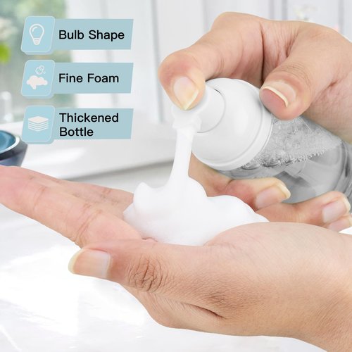 Owlyee 2oz Foam Bottle, Empty Travel Foaming Pump Dispenser for Hand Soap, Lash Cleanser, Shampoo (3PCS, Clear)