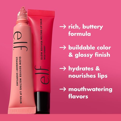 e.l.f. Glow Reviver Melting Lip Balm - Hydrating Tinted Balm for Glossy, Supple Lips | Vegan, Strawberry Shortcake