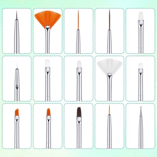 21 Pieces Nail Art Tools Kit, Resin Nail Art Palette Leaf Shape Mixing Palette and 20 Pcs Detail Brushes with Golden Edge Resin Holder Gel Polish Colors Mixing Pallet