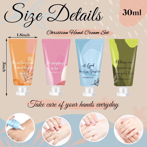 24 Pcs Easter Christian Hand Lotion Bulk Gifts for Women Bible Verse Mini Travel Hand Cream Religious Mother's Day Gift for Church Members Prayers Teachers Coworkers Homeless