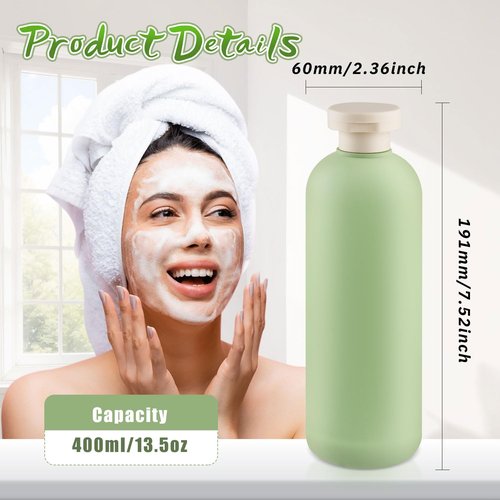 5 Pcs 400ml/13.5oz Squeeze Bottles Plastic Travel Lotion Bottles Refillable Containers with Flip Cap for Toiletries Creams Lotion Shampoo Conditioner