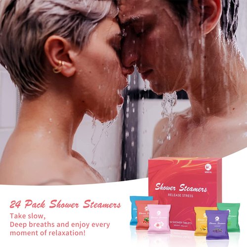 Shower Steamers Aromatherapy Birthday Gifts for Women Men, 24-Pack Stress Relief Organic Shower Bombs with Essential Oil, Valentine's Day Mother's Day Spa Gifts for Mom Wife Friends Teen Girls