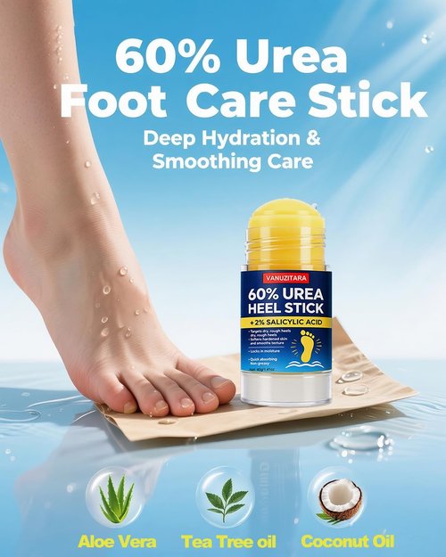 Urea Cream 60 Percent with 2% Salicylic Acid, Maximum Strength Foot Cream for Rough, Dry Cracked Feet Hands and Elbows, Urea Stick Callus Remover Skin Softener Hydrating Balm 2 Pack (1.41oz Each)