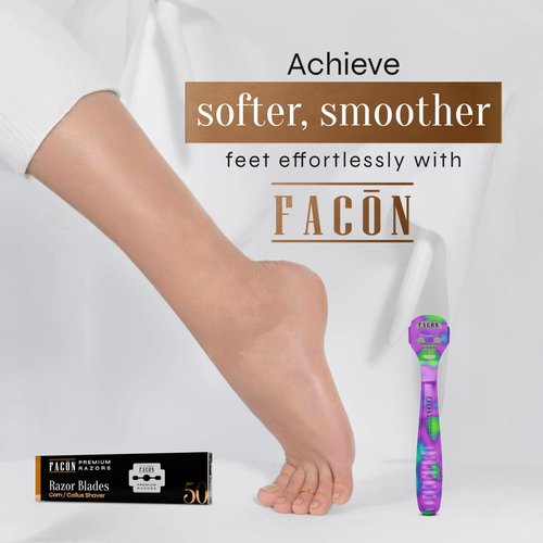 Facón Professional Callus Shaver Remover with 50 Blades, Pedicure Razor for Feet & Hands, Foot Razor for Callus Removal, Callus Blade Remover, Corn Shaver, Surgical Grade Premium Stainless Steel Tool