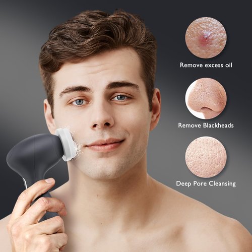 COSLUS FBX04 Facial Cleansing Brush Face Scrubber: 3 in 1 Bi-Directional Electric Spin Brush for Removing Blackhead, Exfoliating, Massaging - Rechargeable Waterproof, 3 Adjustable Speeds for Men Women