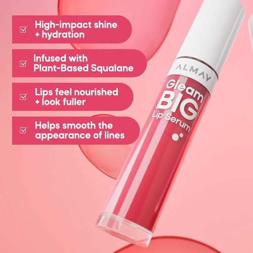Almay Gleam Big™ Lip Serum - Hydrating, Hypoallergenic Gloss in 100 Positively Pink | 0.13 fl oz