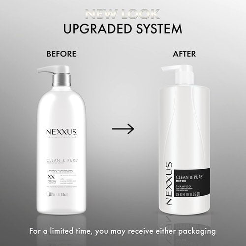Nexxus Clean & Pure Shampoo - Detox Formula for Professional Hair Care | Silicone, Sulfate & Paraben Free, 33.8 oz