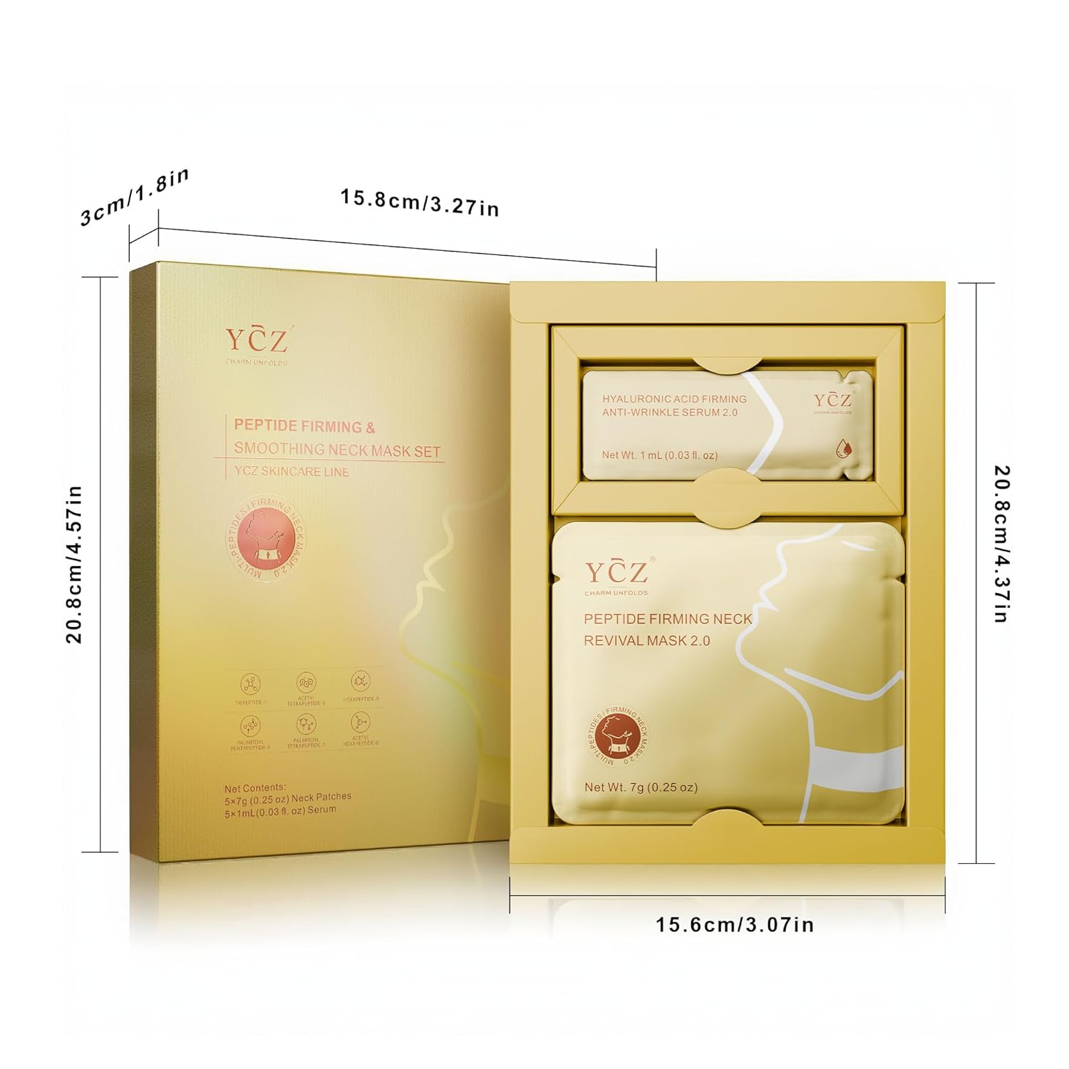 Ycz Firming Neck Mask | Deep Hydration & Collagen Anti-Wrinkle Patches with 8 Peptides