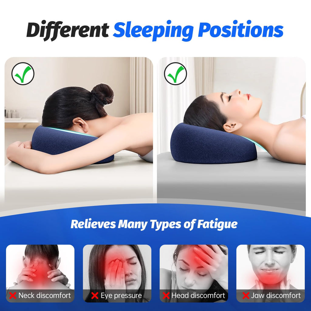 Xiaomubiao Face Down Pillow - Comfortable Massage Headrest for Stomach Sleeping | Navy Blue, Removable Cover