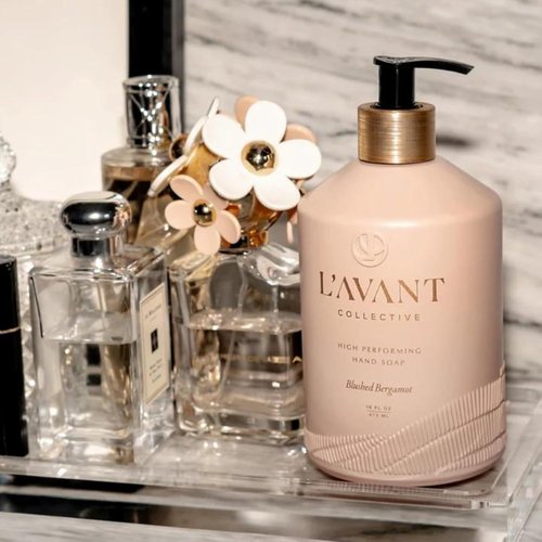 L'AVANT Collective Hand Soap - Luxurious Bergamot & Orange Blossom | 16 Fl Oz Reusable Glass Bottle