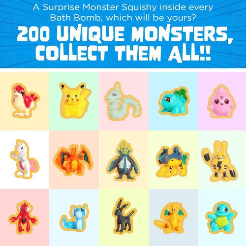 Poke Monster Bath Bombs for Kids with Surprise Inside (6 Pack) - Large Bubble Bath Bomb for Boys & Girls - Fruity Scent, Skin-Safe, USA Made, Children and Boys Valentines Gift by Two Sisters