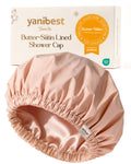 Yanibest Shower Cap for Women Reusable Waterproof,Satin Lined Bath Cap with Soft Elastic Band,Large Washable Hair Caps for Shower