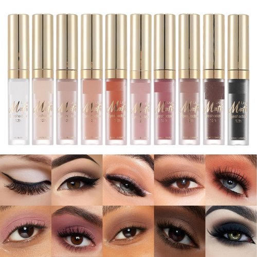 MAEPEOR Matte Liquid Eyeshadow - 8 Color Palette | Long-Lasting, Waterproof & Creamy Formula (P01 Birch)