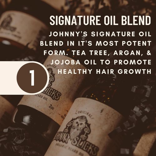 Johnny Slicks Organic Beard Oil - Moisturizes & Reduces Itch | Chemical-Free Formula with Tea Tree, Jojoba, Coconut & Argan