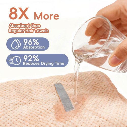 Skiennix Large Microfiber Hair Towel - Super Soft Quick Dry Wrap for Curly Hair | 24''x40'' Pink