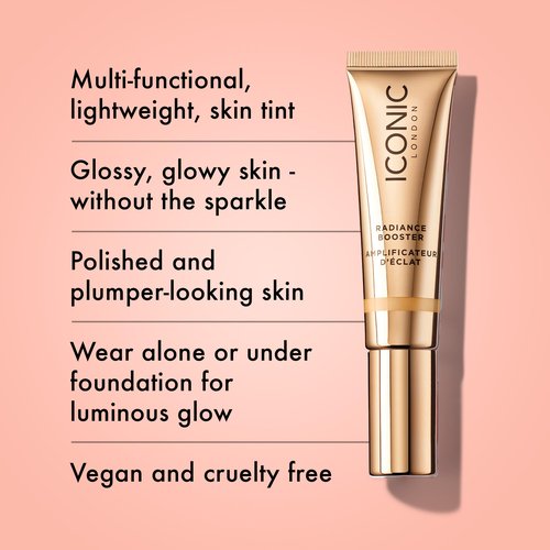 ICONIC LONDON Radiance Booster | Liquid Radiance Lightweight Skin Tint for a Glowy Makeup Look, Cruelty Free, Vegan Makeup (Sand Glow) 30 mL/ 1.01 Fl Oz