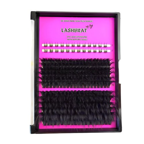 LashBrat DIY Volume Lash Clusters + Bottom Lashes 12-25mm Longest Thickest Eyelash Clusters 150D D curl Indivual Lashes Cluster Kit Wispy Cluster Spikes