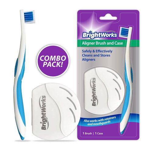 BrightWorks Aligner Brush and Case - Safely and Effectively Cleans and Stores Aligners