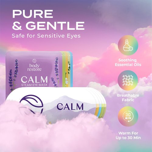 Body Restore Self Heating Warm Compress for Dry Eyes 5 Pack - Heated Eye Mask for Fast Relief, Birthday Gifts for Women, Men, Travel Essentials, Stye Eye Treatment, Eye Patch, Relaxation - Variety