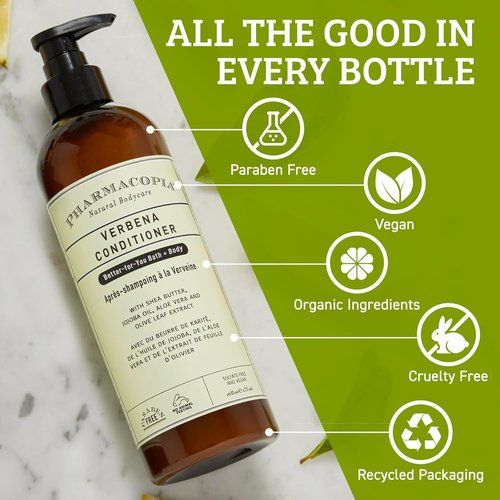 Pharmacopia Verbena Conditioner - Vegan Scalp Moisturizer with Shea Butter & Aloe Vera | 16 oz