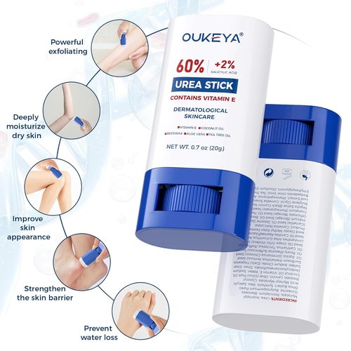 OUKEYA Urea Cream Stick 60% - Intensive Foot Cream with 2% Salicylic Acid for Dry, Cracked Heels | 0.7oz
