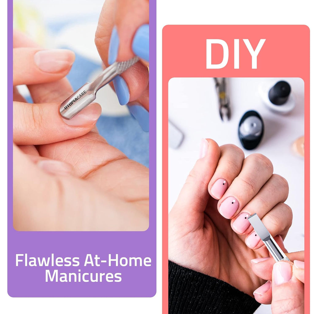 Utopia Care Cuticle Pusher Tool - Professional Stainless Steel Nail Cleaner & Remover | Durable Manicure & Pedicure Tool, Silver