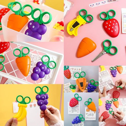 AKOAK Creative Fruit Scissors - Fun Banana Design with Refrigerator Magnets for Kids' Home Decor