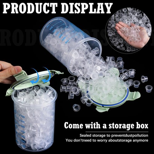 Jingmore 1015 Pcs Tattoo Skin Practice Kit Included 1000 Tattoo Ink Caps 3 Storage Containers 2 Ink Cup Holders 5 Practice Skins 3mm 5 Paper Transfer for Tattoos Supplies
