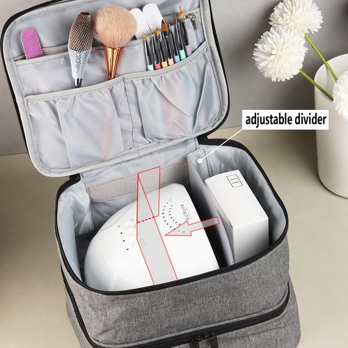 Fcozpjk Nail Polish Organizer Case, Portable Nail Polish Holder for 30 Bottles, Nail Lamp Storage Bag, Nail Art Tool Organizer
