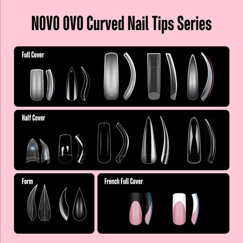 NOVO OVO Halloween Cat Claw Short Curved Stiletto Nail Dual Forms for Poly Gel Extension of 3D Eagle Hawk Curve Sculptural Acrylic Nails, Reusable Full Cover Molds Nail Art Design 280 Pcs 14 sizes
