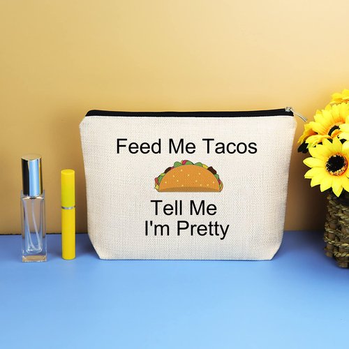 Funny Taco Lover Gifts Makeup Bag Gift for Women Girls Taco Day Gift Taco Party Gift Girlfriend Wife Soulmate Birthday Anniversary Christmas Wedding Gift for Friends Sister Cosmetic Bag Pouch