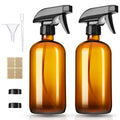 Vitreaux 2 Pack Amber Glass Spray Bottles,16oz Glass Spray Bottles Refillable Empty Containers with Adjustable Nozzle,Spray Bottle for Cleaning,Pets, Aromatherapy,Hair Mister,Squirt and Mist Setting