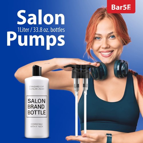 Salon Brand 33.8 oz Shampoo & Conditioner Pumps - 2-Pack Dispenser for 1-Inch Neck Bottles | Black