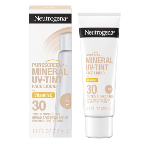 Neutrogena Purescreen+ Tinted Mineral Sunscreen - 100% Mineral Actives, SPF 30, Water Resistant, 1.1 fl oz