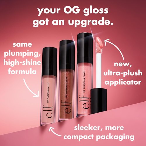 e.l.f. Lip Plumping Gloss - High-Shine Hydrating Formula for Fuller Lips | Pink Sugar, 0.1 Fl Oz