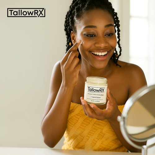 100% Grass-Fed Beef Tallow for Skin – Whipped Tallow Honey Balm, Pure & Organic Moisturizer for Face & Body with Manuka Honey, Jojoba & Calendula – Deep Hydration & Soothing (4 oz, Vanilla Scented)