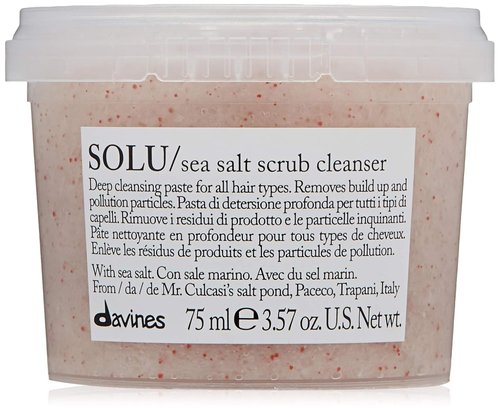 Davines SOLU Sea Salt Scrub Cleanser - Gently Removes Residues for Normal to Heavily-Styled Hair | Travel Size 2.54 Fl Oz
