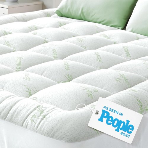 Skiennix Ultra Soft Queen Size Mattress Topper - Bamboo Viscose Pillow Top for Full Body Support | Naturally Cooling, Green