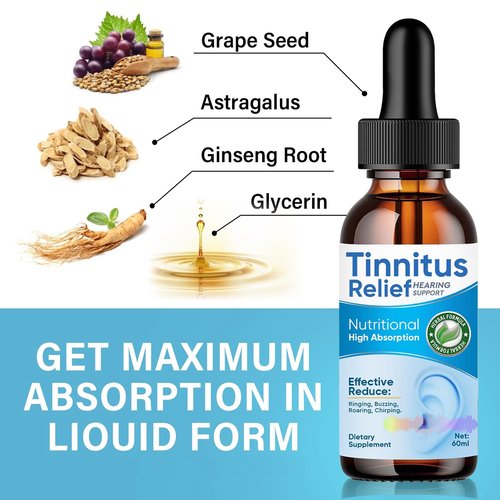 Tinnitus Relief for Ringing Ears, Natural Ingredients Tinnitus Ear Ringing Relief, Effective Tinnitus Treatment to Reduce Ear Noise & Improve Hearing for Men & Women