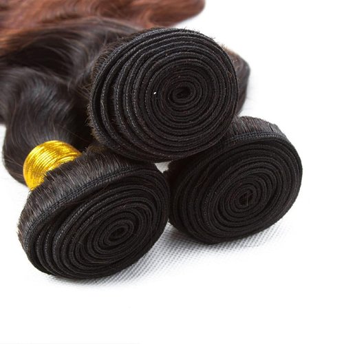 Luxvogue Bundles Human Hair 14 16 18 Inch Body Wave Chocolate Brown T1B/30 Human Hair Bundles Unprocessed Brazilian Virgin Human Hair Quick Weave for Black Women