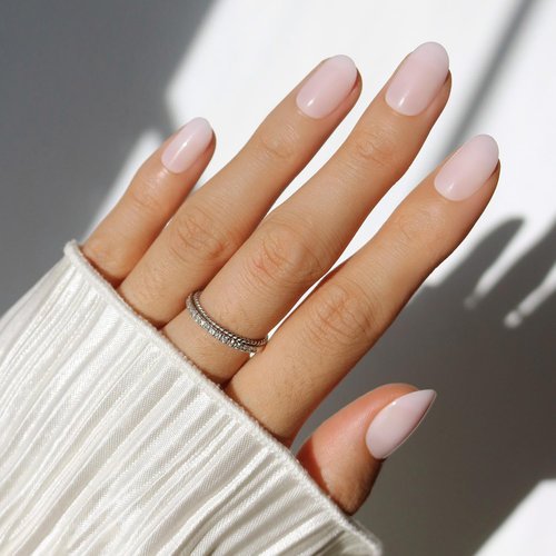 Glamnetic Press On Nails - Pink Blush | Salon Quality Short Round Fake Nails | 30 Nail Kit with Glue, 12 Sizes