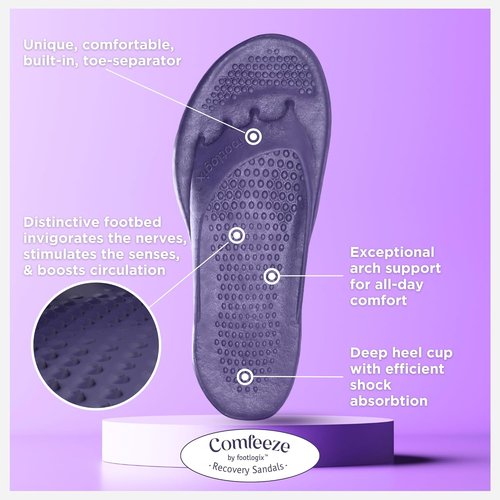Comfeeze by Footlogix - Women's Recovery Sandals with Toe Separators & Arch Support | Comfortable Pedicure Slippers