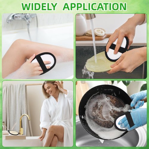 Boao 24 Pcs Loofah Pack Loofah Pads Bulk for Facial Exfoliating Body Bath Shower Mini Sponge Pads Natural Scrubber Brush for Men Women Spa and Travel(Black)