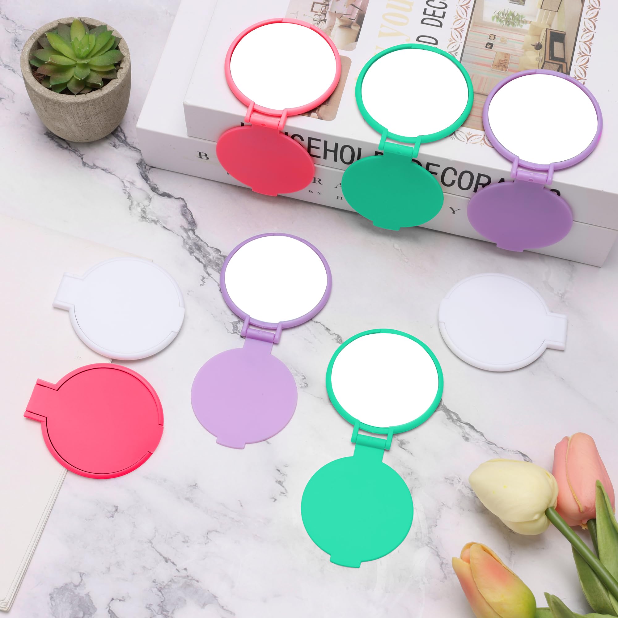Windspeed 18 Pcs Mini Folding Mirror Round Compact, 2.4 in Small Portable Travel Makeup Mirror Compact Mirror Bulk Round Makeup Mirror for Purse, Women Girls Travel Daily Use (40)